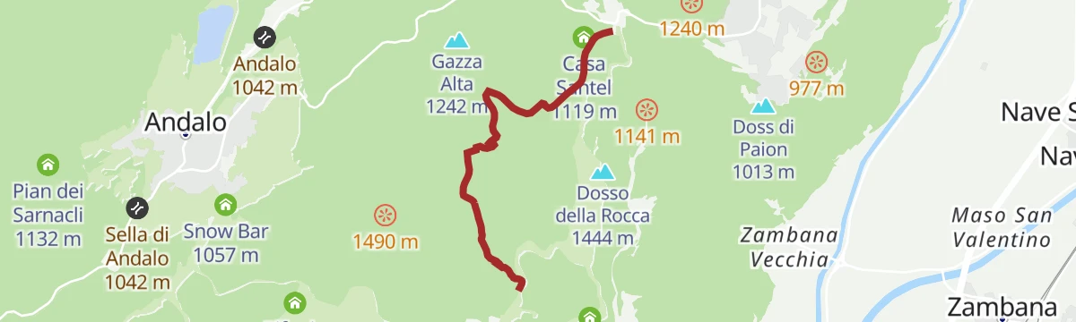 Route map: Tre Tre - snowshoe and ski mountaineering trail